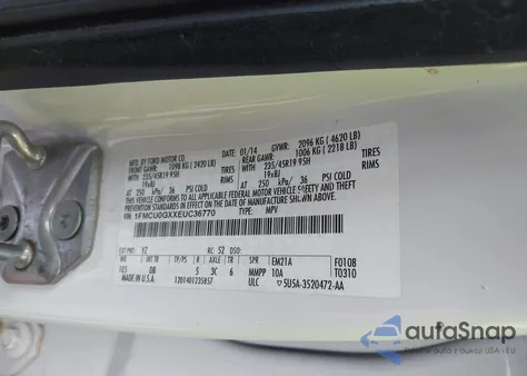 2014 Ford Escape Se z USA, uszkodzony, nr VIN 1FMCU0GXXEUC36770